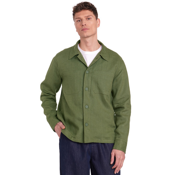 Herren Leinen-Overshirt in Hemd-Optik