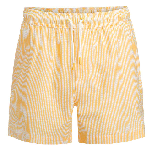 Jungen Badeshorts mit Seersucker-Streifen gelb / weiss
