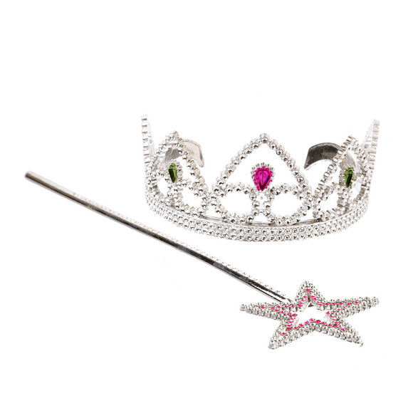 Prinzessinnen Diadem und Stab im Set