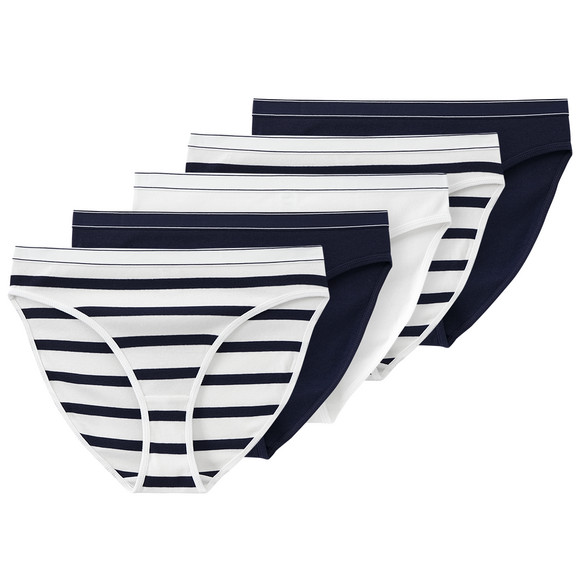 5 Damen Slips im Set dunkelblau / weiss