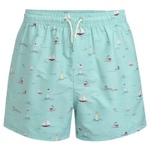 Herren Badeshorts mit Segelschiffen türkis