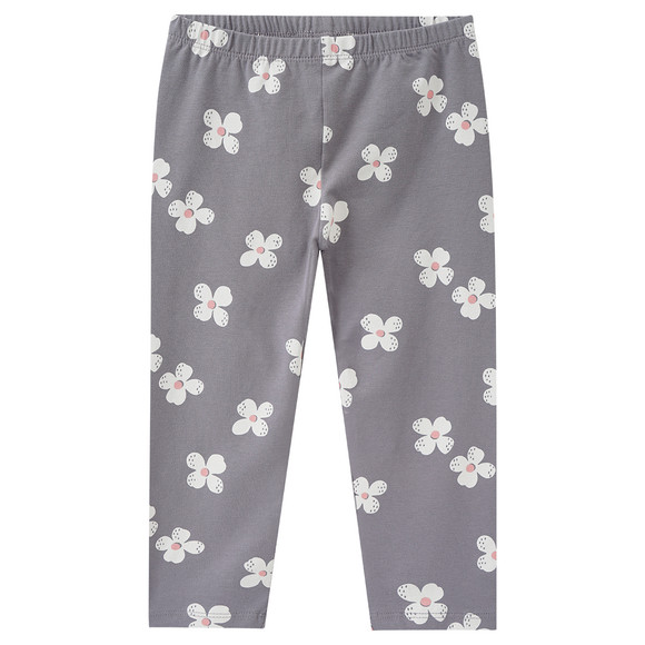 Meisjes leggings met bloemenmotief grijs