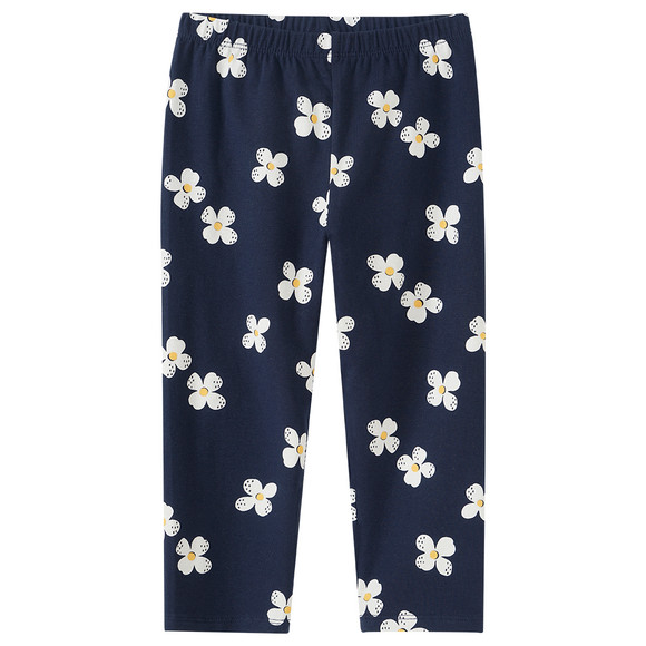 Meisjes leggings met bloemenmotief donkerblauw