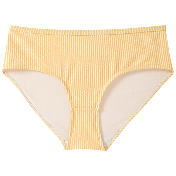 Damen Bikinipanty mit Seersucker-Streifen gelb / weiss