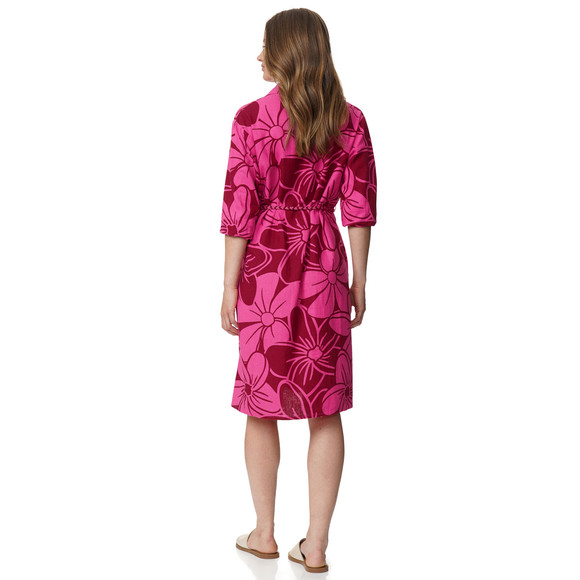 Damen Leinen-Hemdkleid mit Blumen-Allover