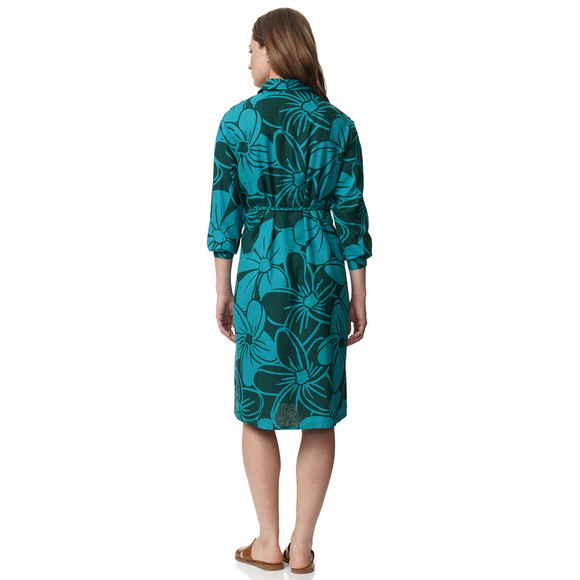 Damen Leinen-Hemdkleid mit Blumen-Allover