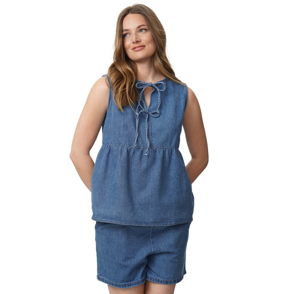 Damen Jeanstop mit Bindebändern