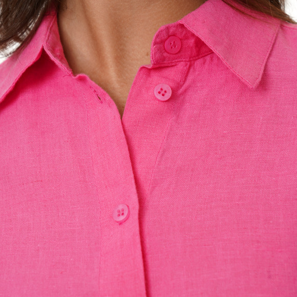 Damen Leinen-Hemdkleid mit Bindeband