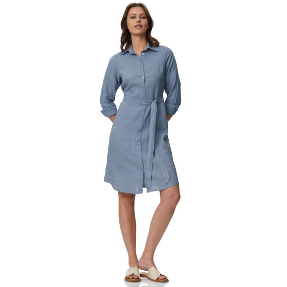 Damen Leinen-Hemdkleid mit Bindeband