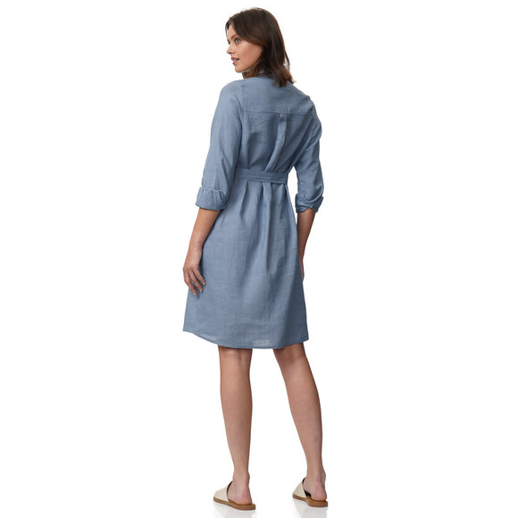 Damen Leinen-Hemdkleid mit Bindeband