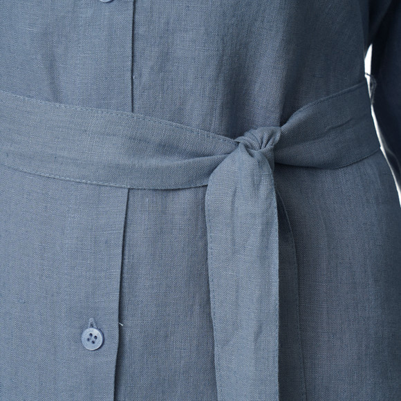 Damen Leinen-Hemdkleid mit Bindeband