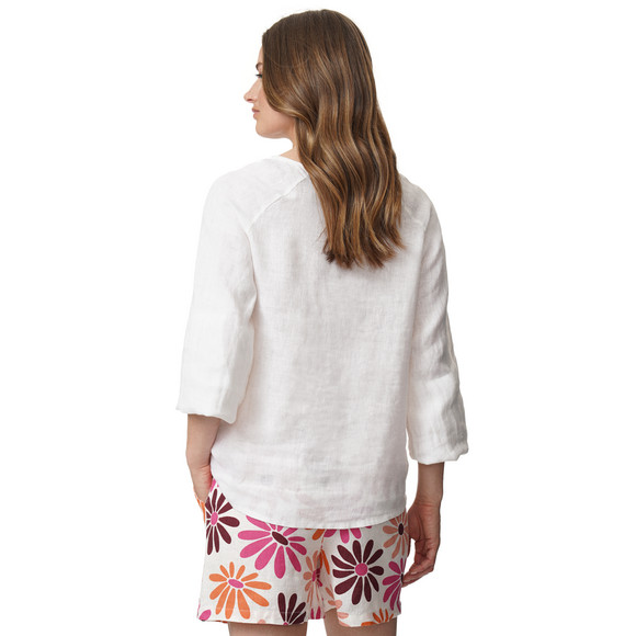 Damen Leinen-Bluse unifarben