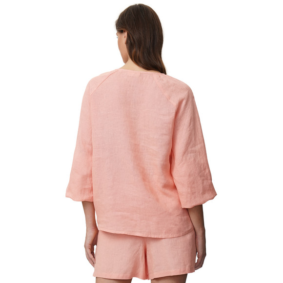 Damen Leinen-Bluse unifarben