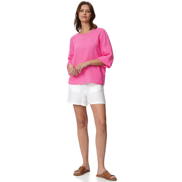 Damen Leinen-Bluse unifarben