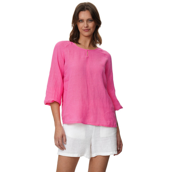 Damen Leinen-Bluse unifarben