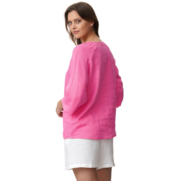 Damen Leinen-Bluse unifarben