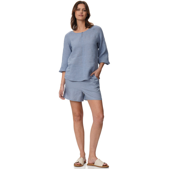 Damen Leinen-Bluse unifarben