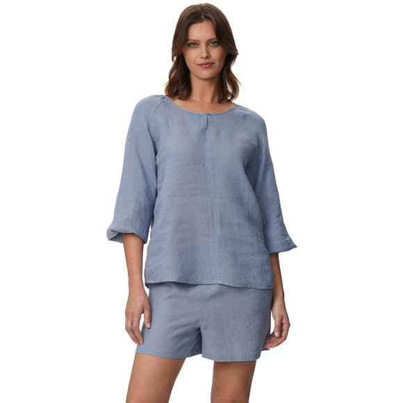 Damen Leinen-Bluse unifarben