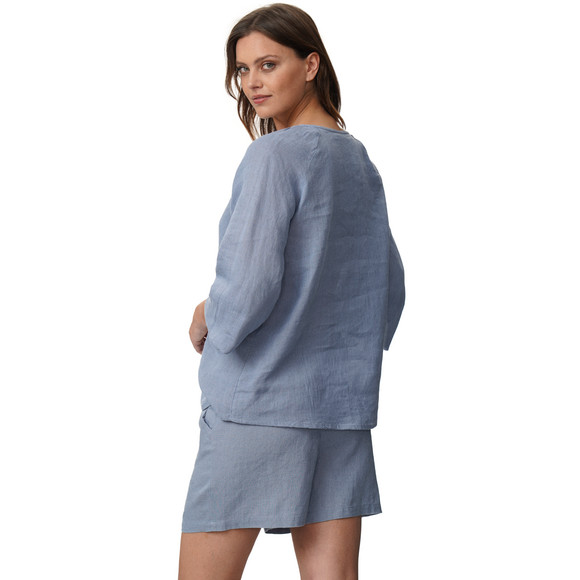 Damen Leinen-Bluse unifarben