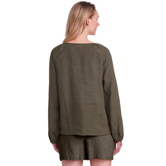 Damen Leinen-Bluse unifarben