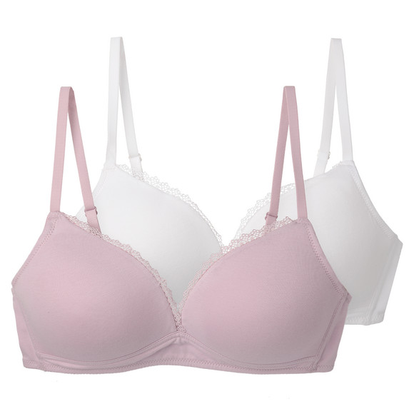 2 Damen Soft-BHs mit Spitze rosa