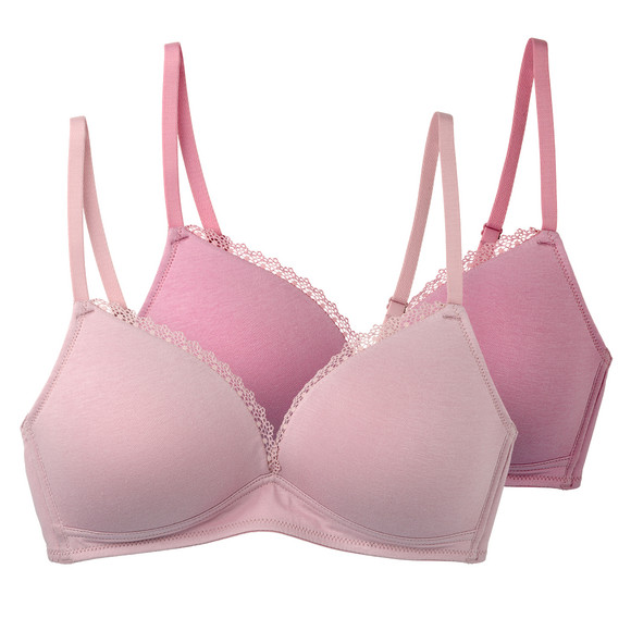 2 Damen Soft-BHs mit Spitze rosa / helllila