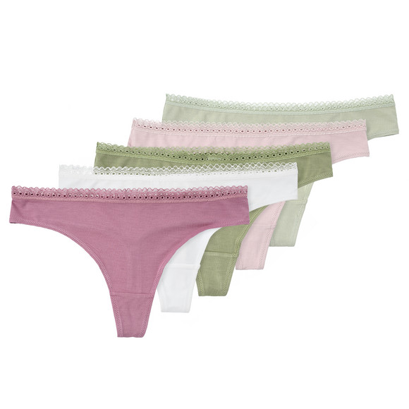 5 Damen Strings mit Spitze