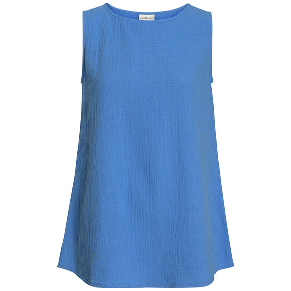 Damen Musselin-Top in Unifarben blau