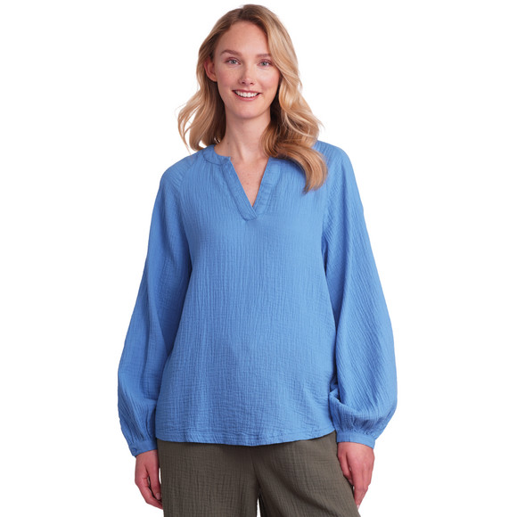 Damen Musselin-Bluse in Unifarben