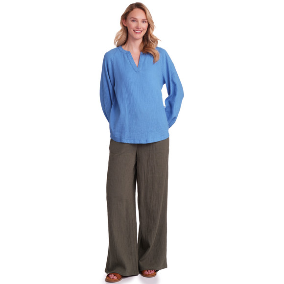 Damen Musselin-Bluse in Unifarben