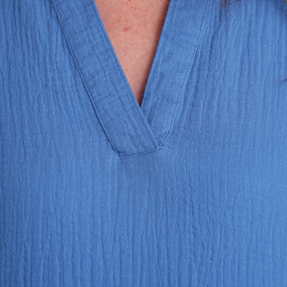 Damen Musselin-Bluse in Unifarben