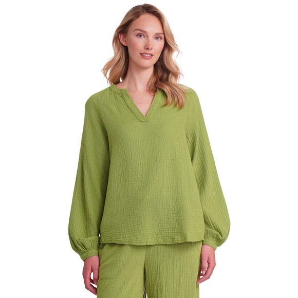 Damen Musselin-Bluse in Unifarben