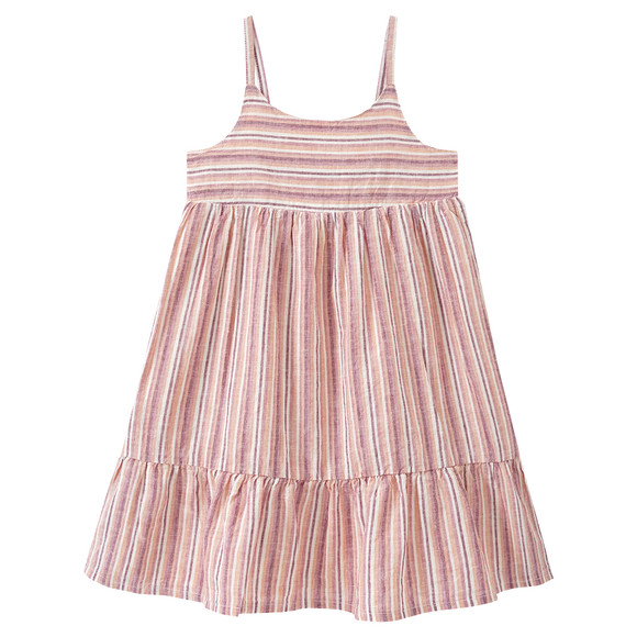 Mädchen Kleid aus Leinen-Mix creme / rosa / orange