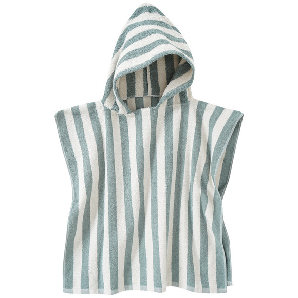 Kinder Badeponcho mit Streifen dunkeltürkis / weiss