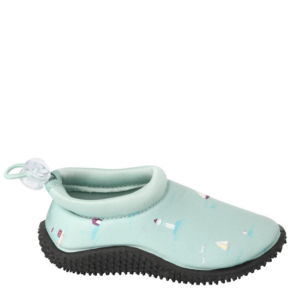 Baby Badeschuhe mit Segelschiffen türkis