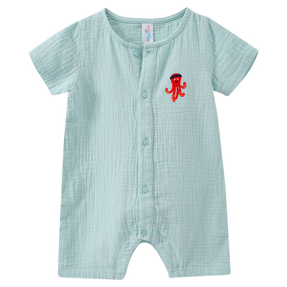 Mousseline baby-overall met borduursel munt
