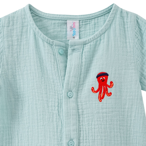 Mousseline baby-overall met borduursel