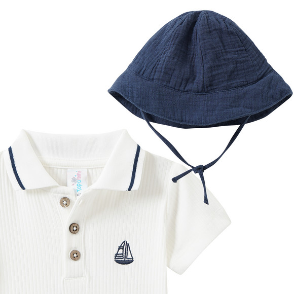 Newborn Set mit Body, Shorts und Mütze