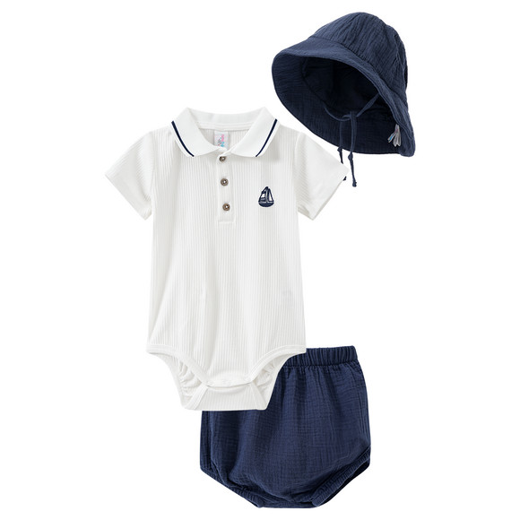Baby Set mit Body, Shorts und Mütze