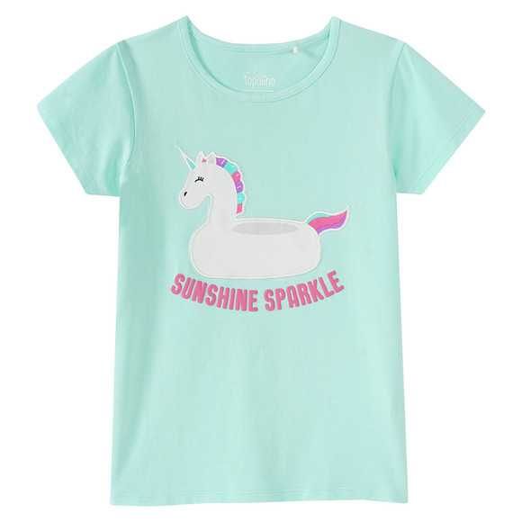 Mädchen T-Shirt mit Applikation helltürkis