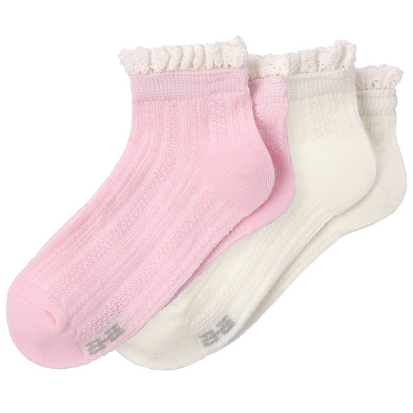 2 Paar Mädchen Sneaker-Socken mit Spitze