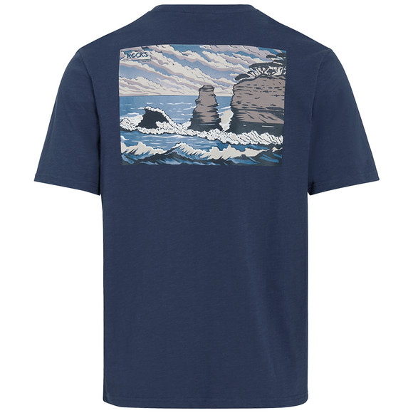 Herren T-Shirt mit Rückenprint dunkelblau
