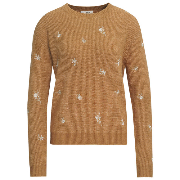 Gebreide damestrui met borduursel