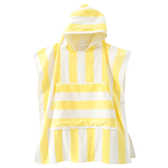 Kinder Badeponcho mit Streifen gelb / weiss