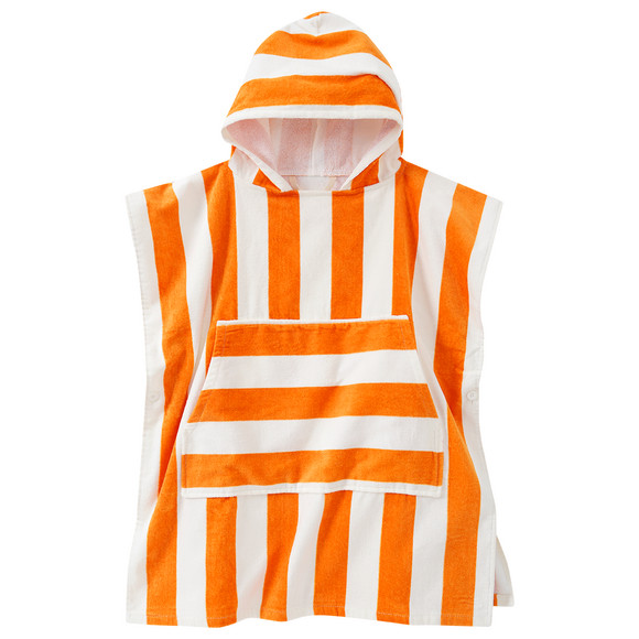 Kinder Badeponcho mit Streifen orange / weiss