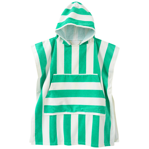 Kinder Badeponcho mit Streifen grün / weiss
