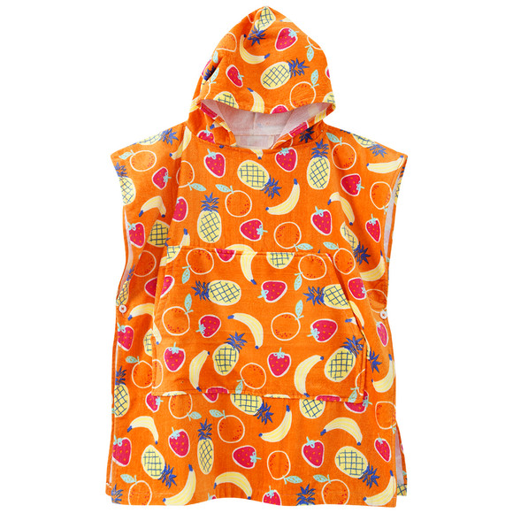 Kinder Badeponcho mit Allover-Print orange