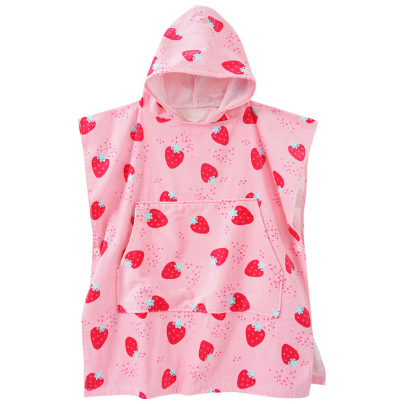 Kinder Badeponcho mit Allover-Print rosa