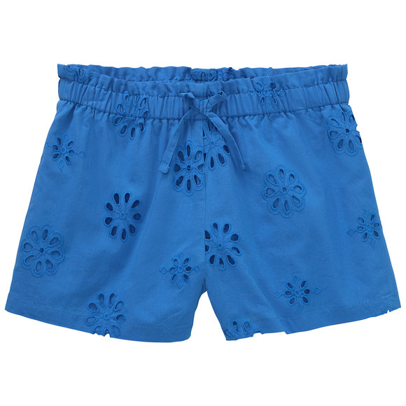 Mädchen Shorts mit Lochstickerei blau
