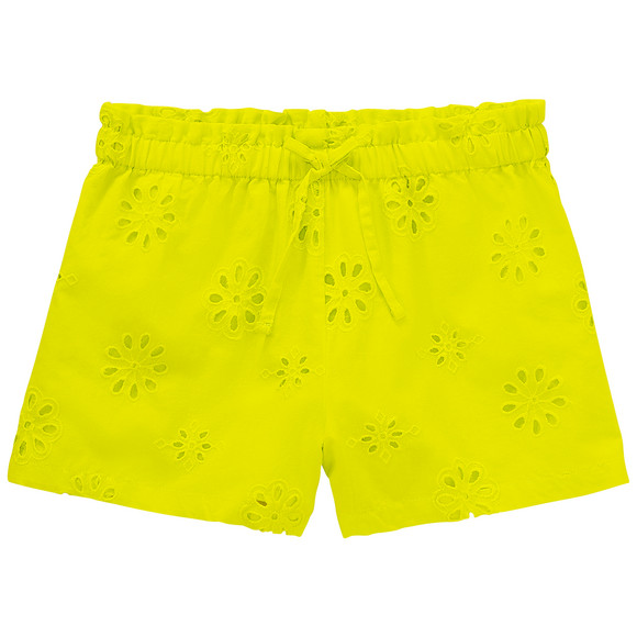 Mädchen Shorts mit Lochstickerei gelbgrün